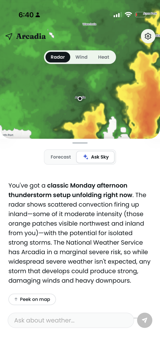 Sky explaining a Monday afternoon thunderstorm setup in plain language